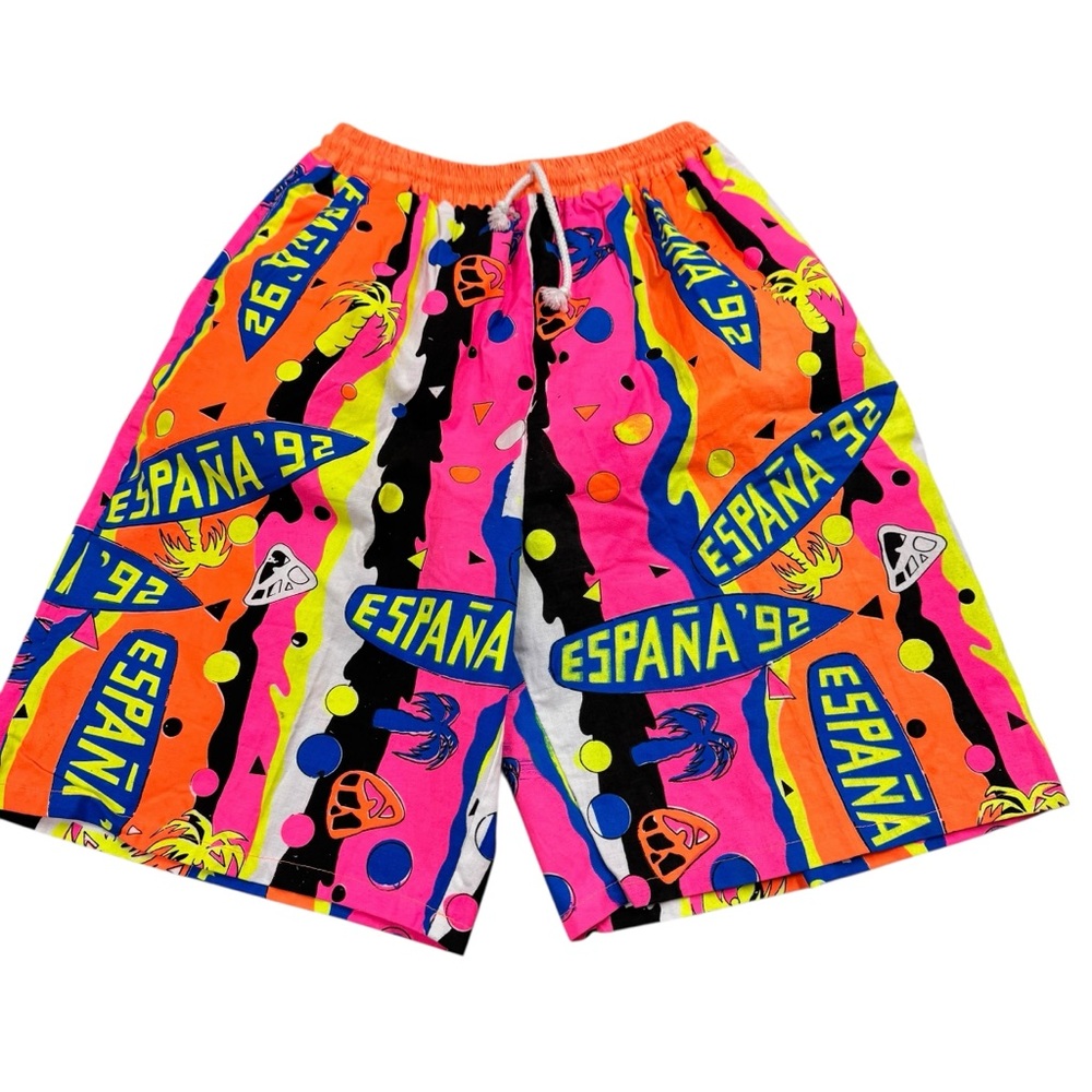 Vintage Surf‎ Shorts Mens 28 Espana 92 Canvas Elastic Waist Retro 80s 90s Board